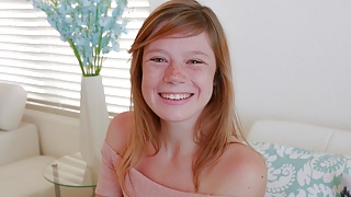 Cute Teen Redhead With Freckles Orgasms During Casting POV