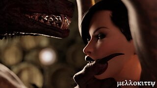Beautiful Vamp Girl&rsquo;s First Monster Cock Experience – part 02