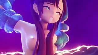 Hentai GENSHIN IMPACT Mona Anal Pussy Mouth ALL HOLES TOGETHER by Magic Tentacles DP